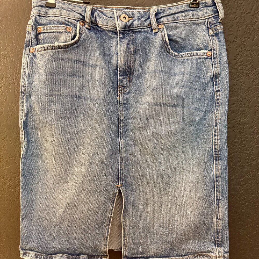 Pilcro and the Letterpress Denim Jean Skirt Size 8